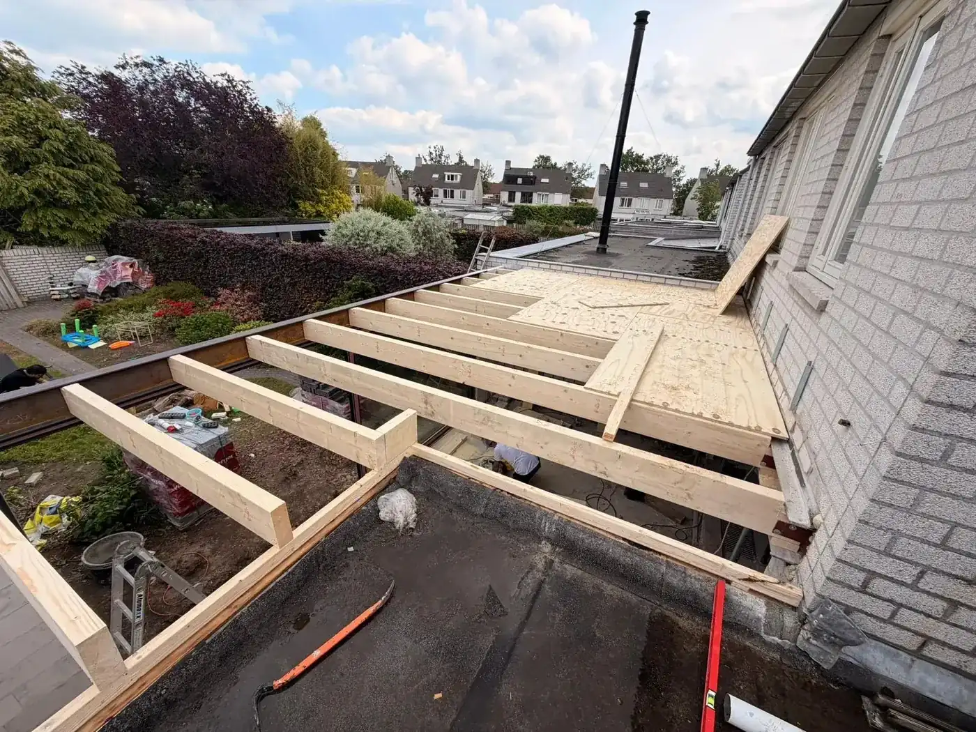 Houten dakconstructie in Oosterhout